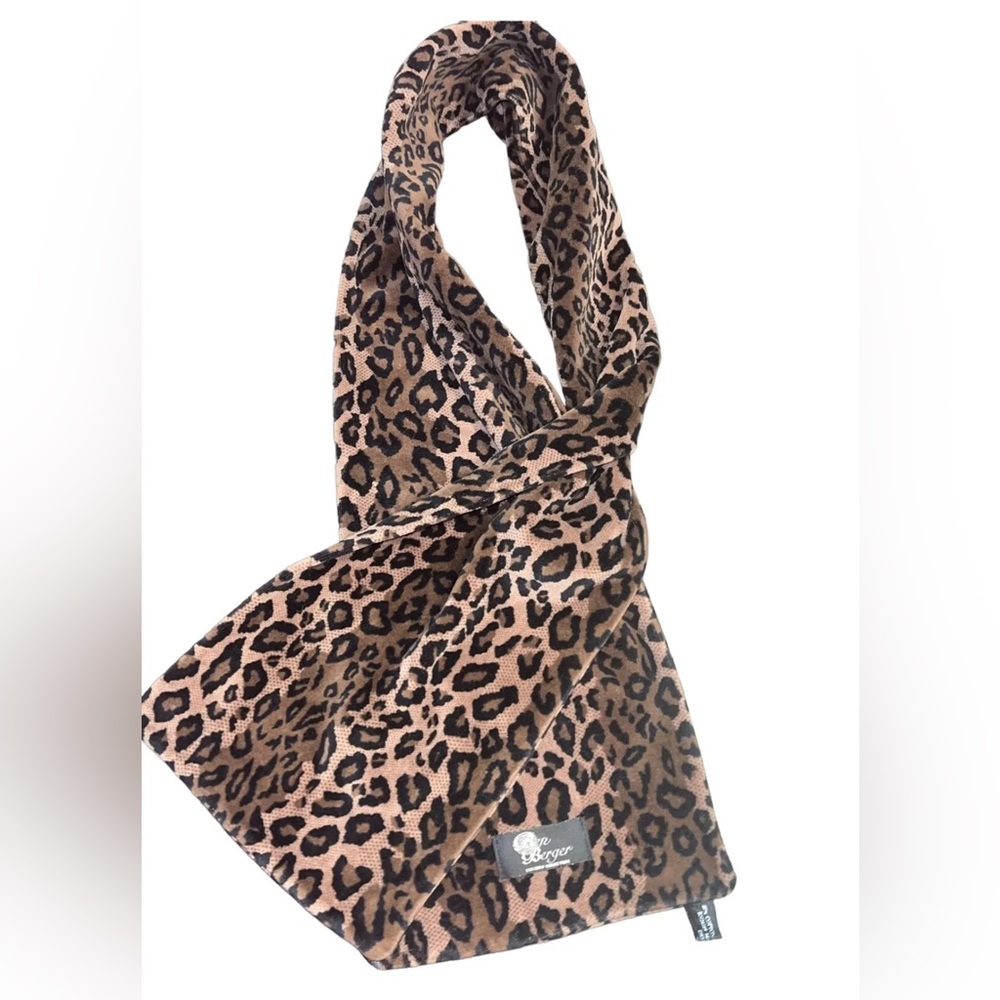 Ben Berger Luxury Collection Velour Animal Leopard Print Scarf  48" Euc